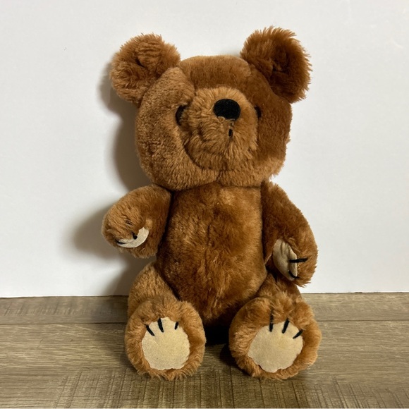 Vintage Dakin 12" Jointed Brown Teddy Bear Plush Stuffed Animal Poseable 1981 - Picture 1 of 6
